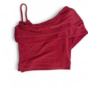 ONE SHOULDER PINK SHIMMER TOP HOT Y2K PARTY STATEMENT PIECE